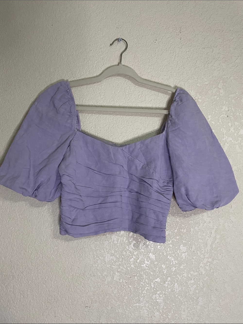 ZARA Lavender Puff-Sleeve Crop Top